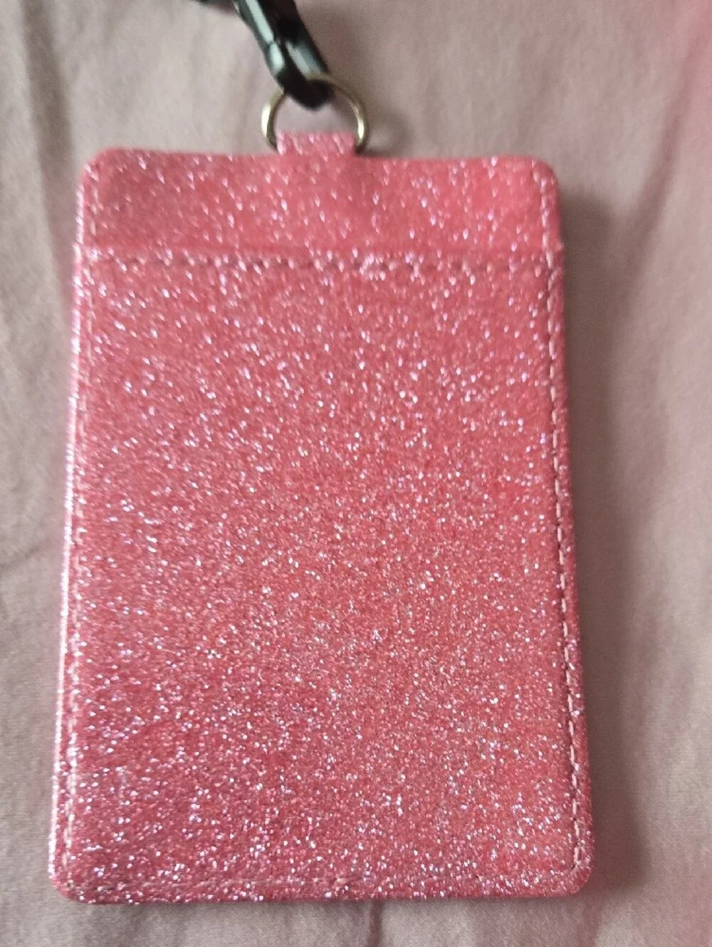 Pink Glitter ID Badge Holder with Lanyard